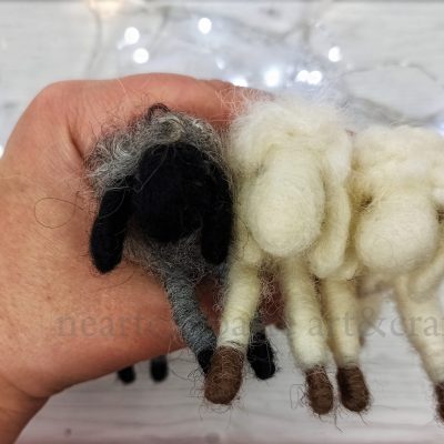 3 pecorelle di lana cardata